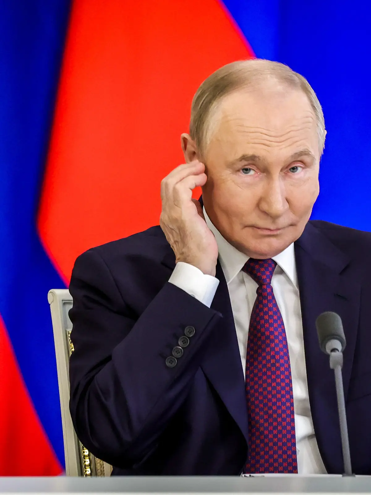 Russia. Moscow. Russian President Vladimir Putin during a meeting in the Kremlin with Lao President Thonglong Sisulit.