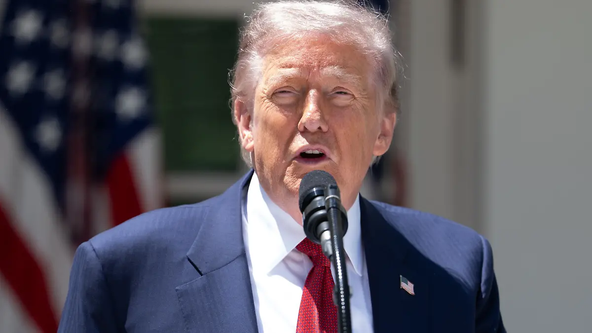 United States President Donald J Trump gives remarks during a luncheon for Gold Star Mothers and Angel Mothers to honor Motherâs Day, in the Rose Garden of the White House in Washington, DC, USA, on Friday, May 8, 2026. Credit: Aaron Schwartz / Pool via CNP