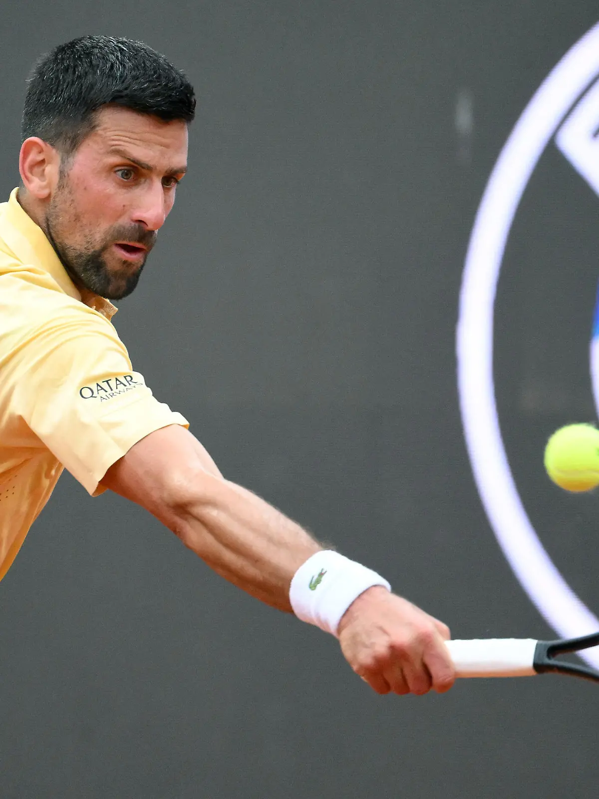 Novak Djokovic of Serbia in action during his men's singles second round match against Dino Prizmic of Croatia (not pictured) at the Italian Open tennis tournament in Rome, Italy, 08 May 2026. ANSA/ETTORE FERRARI