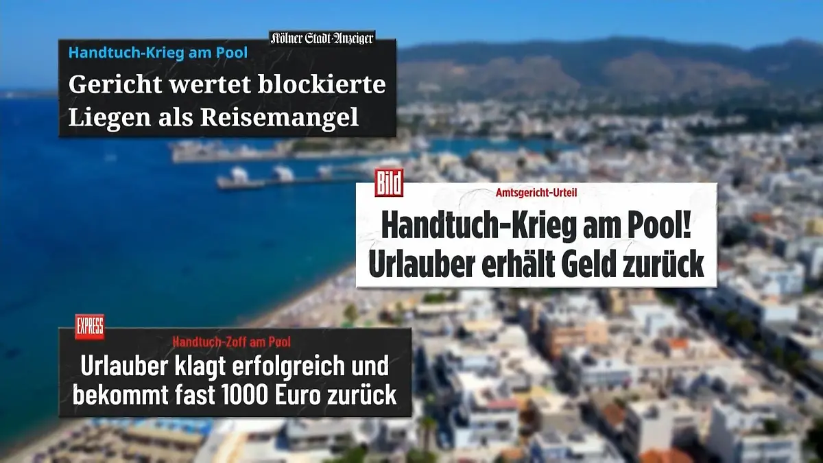 Deutscher Tourist klagt erfolgreich wegen verlorenem Handtuch-Wettrennen! Reise Urlaub Handtuch