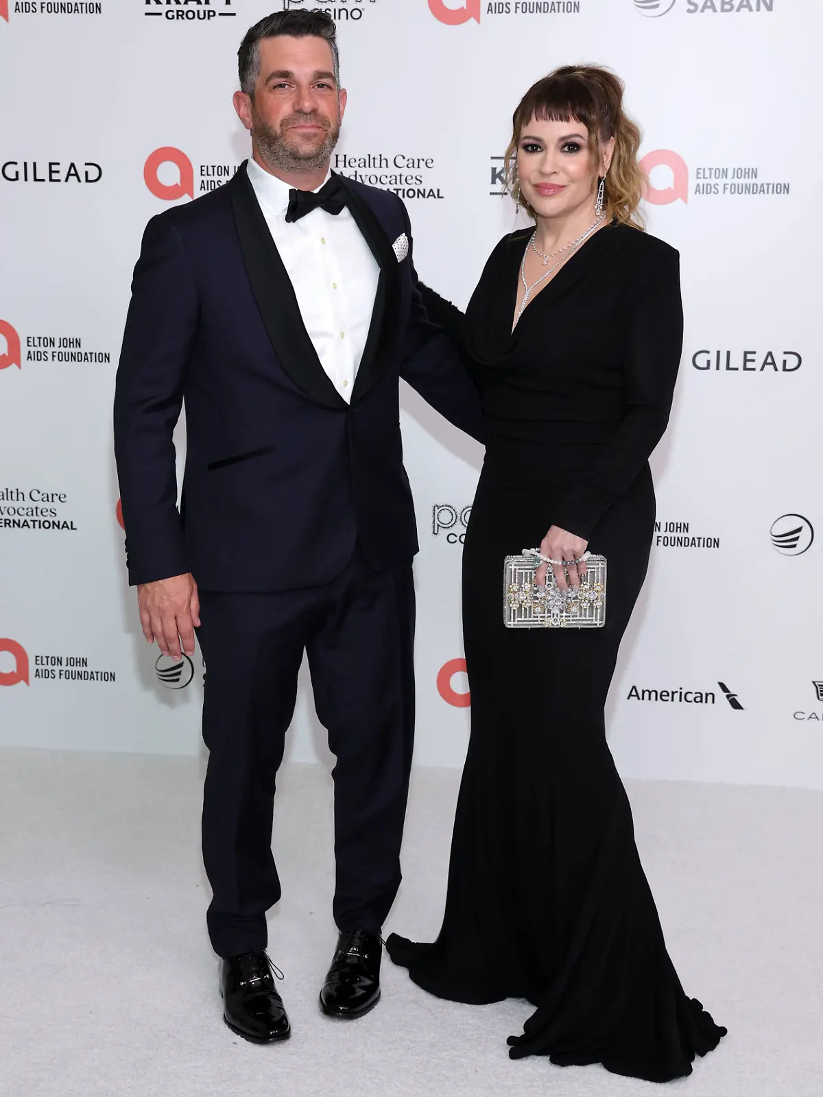 Elton John AIDS Foundation s 32nd Annual Academy Awards Viewing Party - Arrivals Featuring: David Bugliari, Alyssa Milano Where: Los Angeles, California, United States When: 10 Mar 2024 Credit: Faye s Vision/Cover Images EDITORIAL USE ONLY. RESTRICTED TO NEWSPAPERS BASED IN THE UK Copyright: xx 53560978