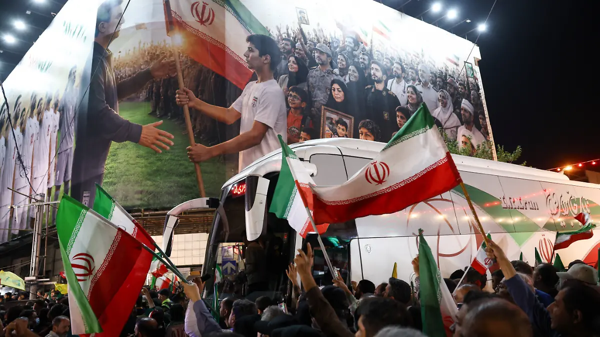 People gather at a farewell ceremony for Iran's national soccer team ahead of their departure to the 2026 World Cup, in Tehran, Iran, May 13, 2026. Majid Asgaripour/WANA (West Asia News Agency) via REUTERS ATTENTION EDITORS - THIS PICTURE WAS PROVIDED BY A THIRD PARTY