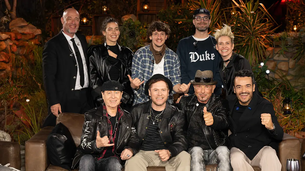 Sing meinen Song – Das Tauschkonzert: V.l.h.: Unheilig, Frida Gold, Tream, Mark Forster, Deine Cousine V.l.v.: Klaus Meine, Johannes Oerding, Rudolf Schenker, Giovanni Zarrellla