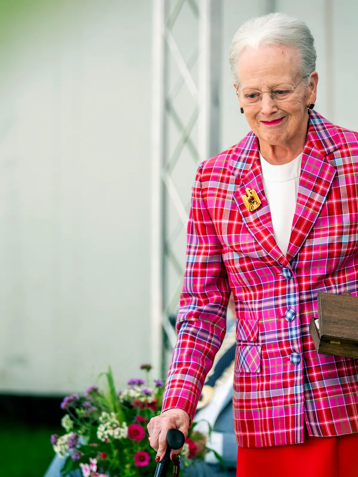 Denmark's Queen Margrethe attends the Rungstedlund Prize 2024 at the Karen Blixen Museum in Rungsted, Denmark, Monday, Sept. 16, 2024. (Ida Marie Odgaard/Ritzau Scanpix via AP)
