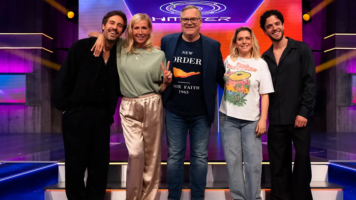 V.l.: Max Giesinger, Andrea Kiewel, Elton, Jeanette Biedermann, Luca Hänni