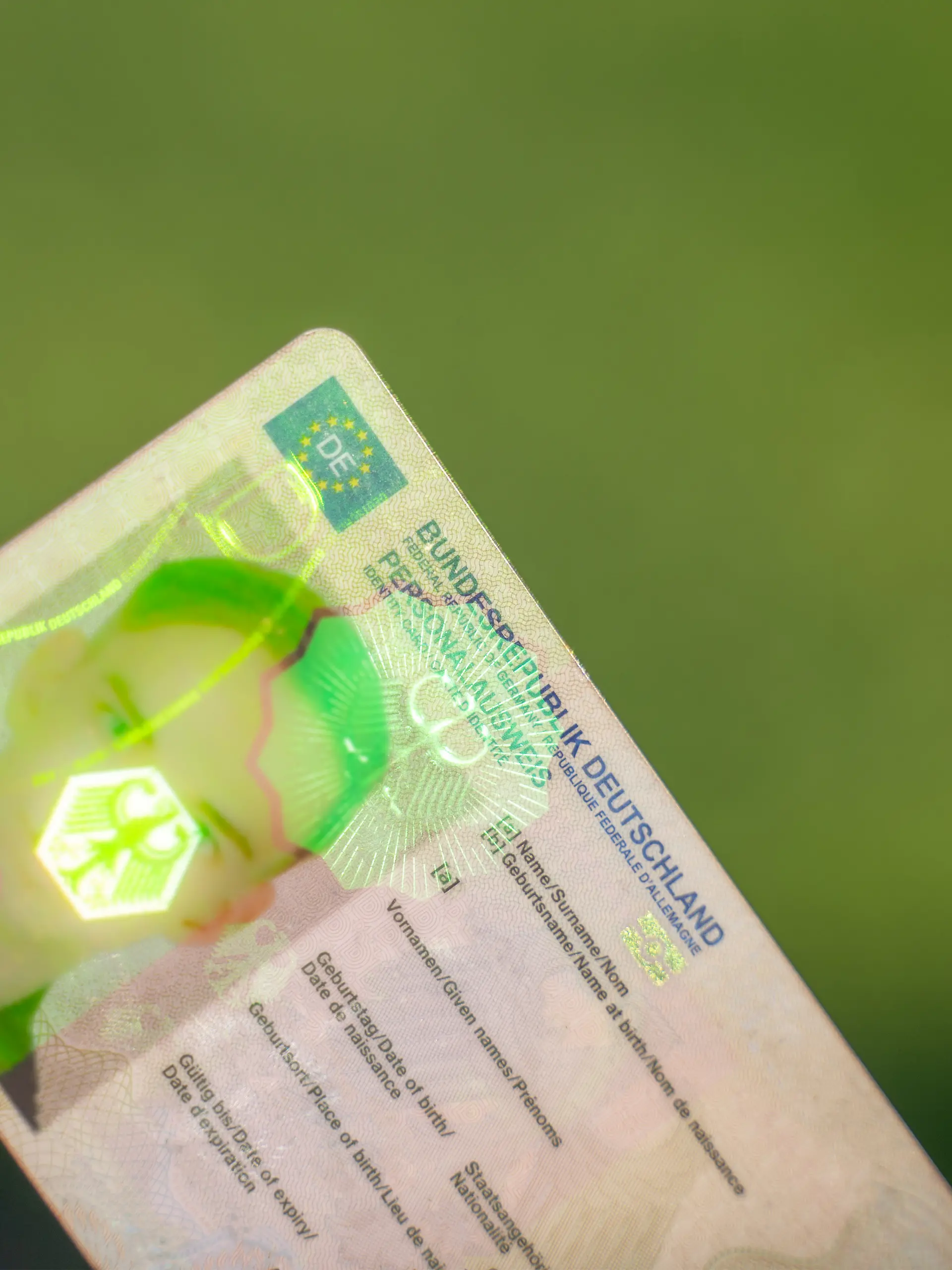 Themenbild - Personalausweis: Ab Mai 2025 nur noch digitale Passbilder, 20.05.2025 Deutscher Personalausweis mit Sicherheitsmerkmalen: Seit dem 1. Mai 2025 muessen biometrische Passfotos in Deutschland digital und sicher an das Einwohnermeldeamt uebermittelt werden. Foto: Eibner-Pressefoto/Jonas Lohrmann