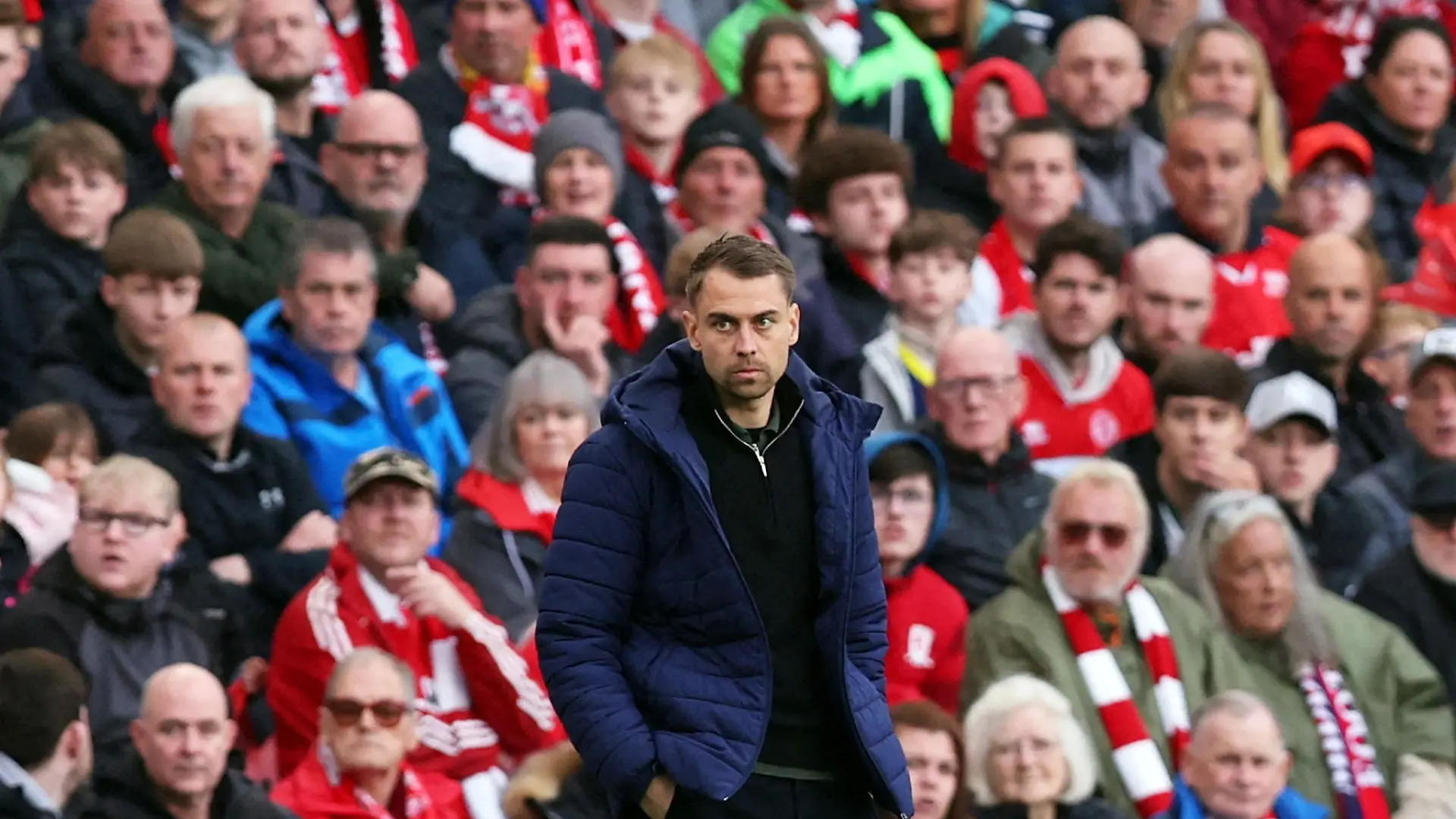 FILE PHOTO: Soccer Football - Championship - Championship - Play Offs - Semi-finals - First Leg - Middlesbrough v Southampton - Riverside Stadium, Middlesbrough, Britain - May 9, 2026 Southampton manager Tonda Eckert reacts Action Images via Reuters/Craig Brough/File Photo EDITORIAL USE ONLY. NO USE WITH UNAUTHORIZED AUDIO, VIDEO, DATA, FIXTURE LISTS, CLUB/LEAGUE LOGOS OR 'LIVE' SERVICES. ONLINE IN-MATCH USE LIMITED TO 120 IMAGES, NO VIDEO EMULATION. NO USE IN BETTING, GAMES OR SINGLE CLUB/LEAGUE/PLAYER PUBLICATIONS. PLEASE CONTACT YOUR ACCOUNT REPRESENTATIVE FOR FURTHER DETAILS..