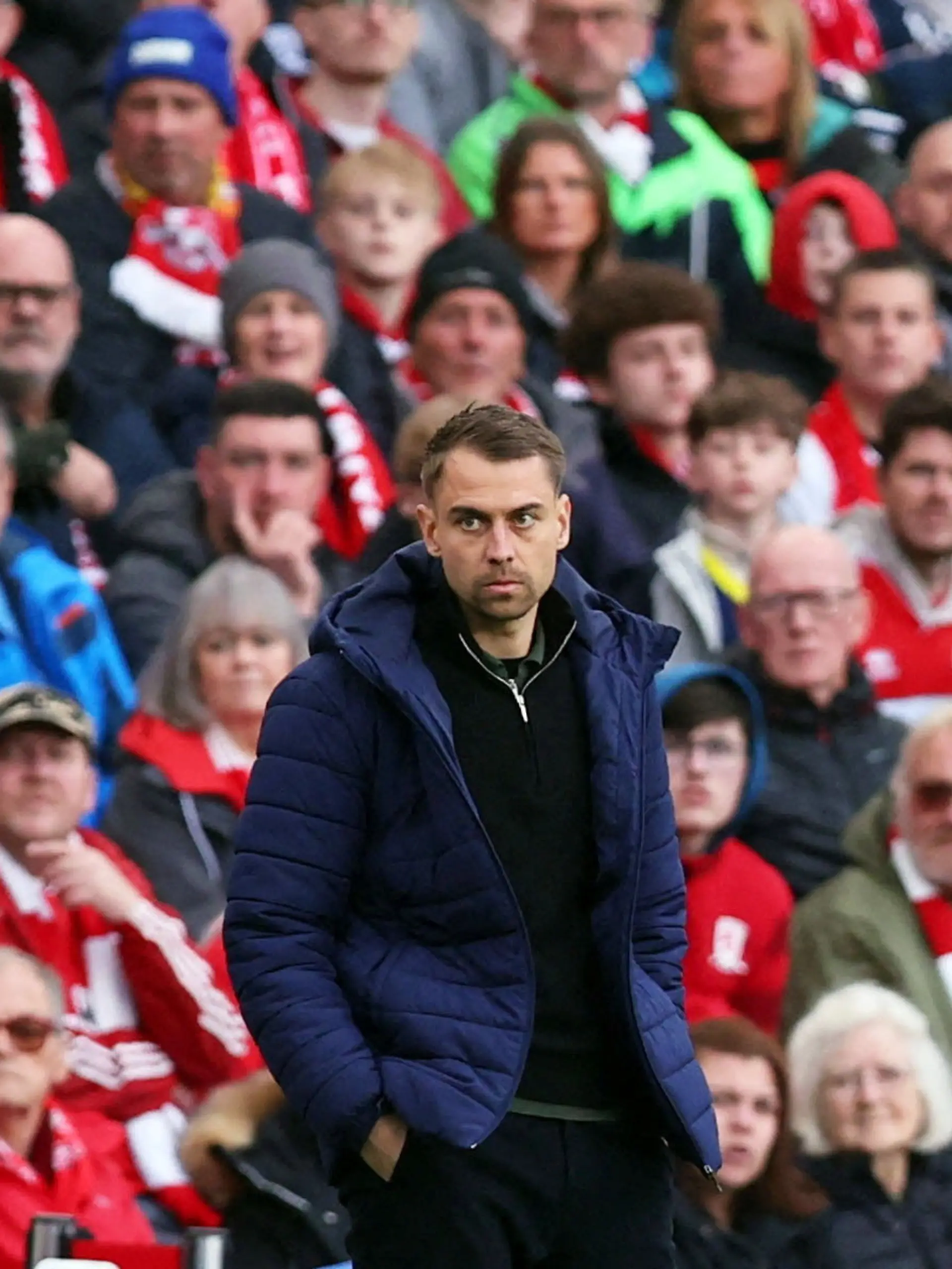 FILE PHOTO: Soccer Football - Championship - Championship - Play Offs - Semi-finals - First Leg - Middlesbrough v Southampton - Riverside Stadium, Middlesbrough, Britain - May 9, 2026 Southampton manager Tonda Eckert reacts Action Images via Reuters/Craig Brough/File Photo EDITORIAL USE ONLY. NO USE WITH UNAUTHORIZED AUDIO, VIDEO, DATA, FIXTURE LISTS, CLUB/LEAGUE LOGOS OR 'LIVE' SERVICES. ONLINE IN-MATCH USE LIMITED TO 120 IMAGES, NO VIDEO EMULATION. NO USE IN BETTING, GAMES OR SINGLE CLUB/LEAGUE/PLAYER PUBLICATIONS. PLEASE CONTACT YOUR ACCOUNT REPRESENTATIVE FOR FURTHER DETAILS..