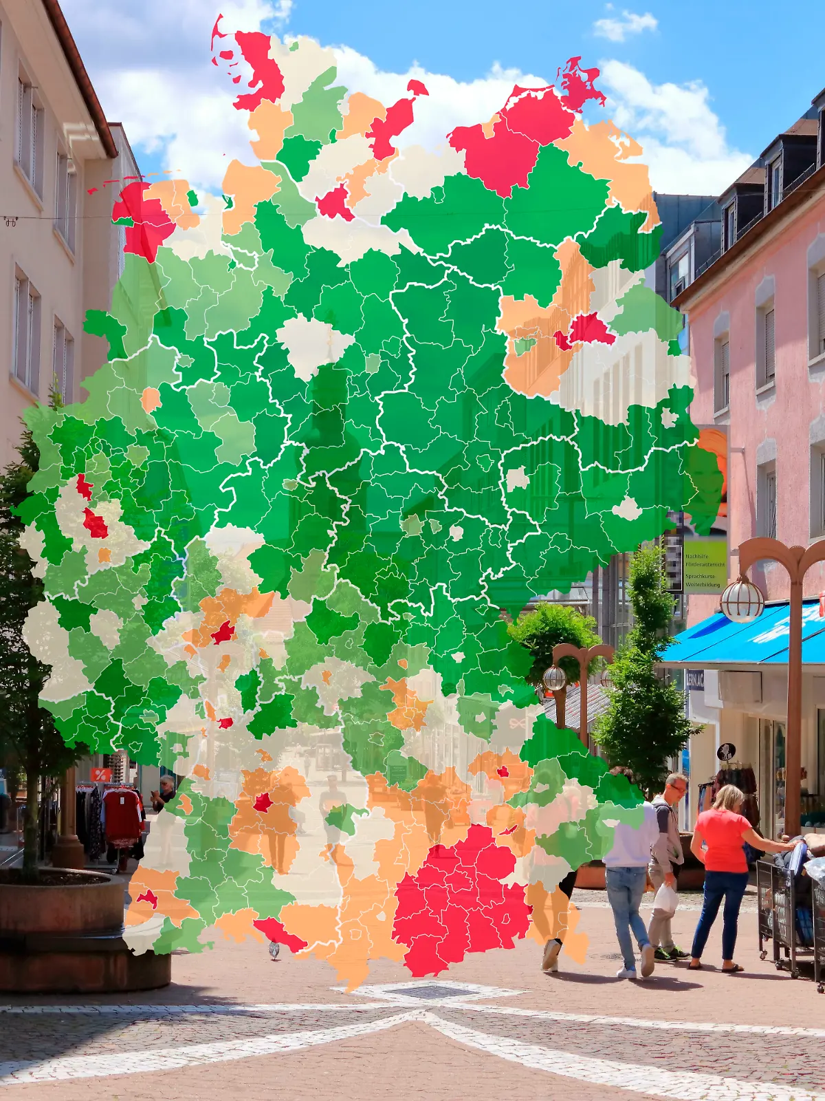 Eigentumswohnungen in Deutschland: Blick in die Innenstadt von Primasens in Rheinland-Pfalz.