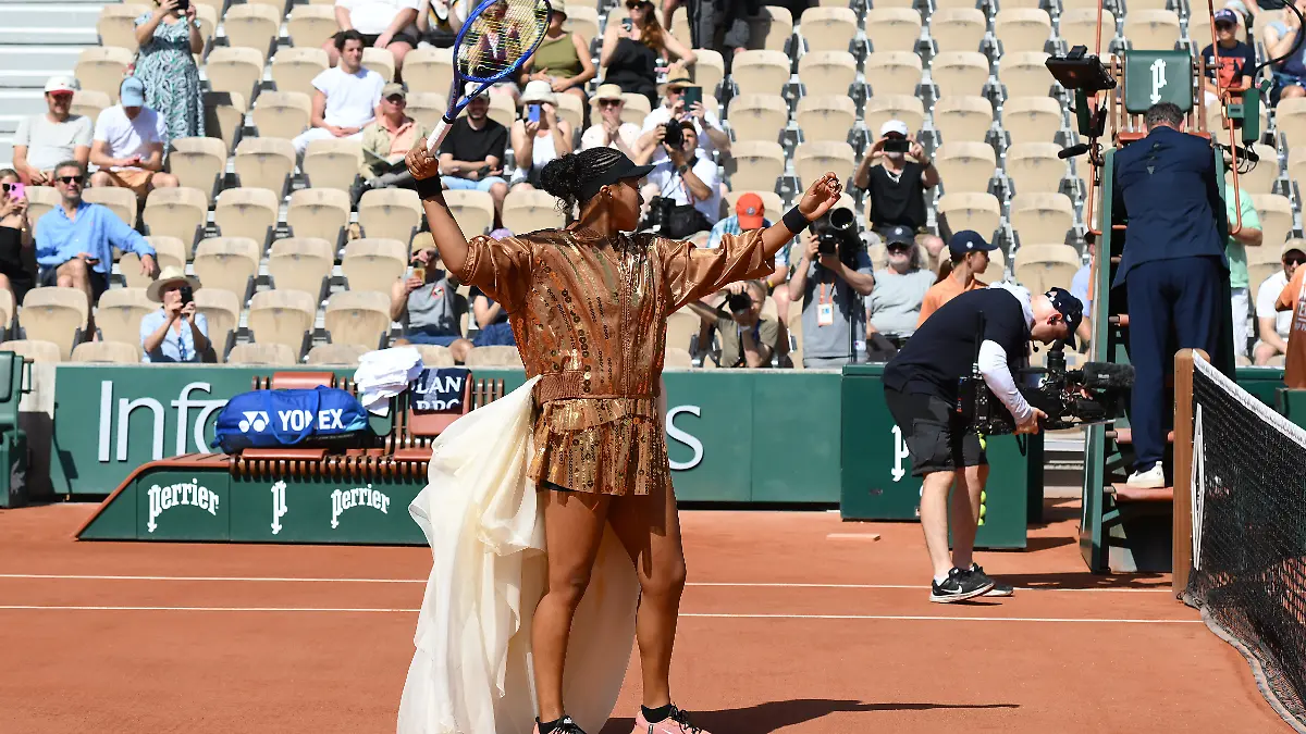 Naomi Osaka of Japan during her womens singles second-round match vs Dona Vekic of Croatia at Roland-Garros 2026, Thursday, May 28, 2026, in Paris. //SAIDICHRISTOPHE_Sipa.47303/Credit:CHRISTOPHE SAIDI/SIPA/2605281347