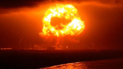 Bild von Bezos-Rakete explodiert in riesigem Feuerball