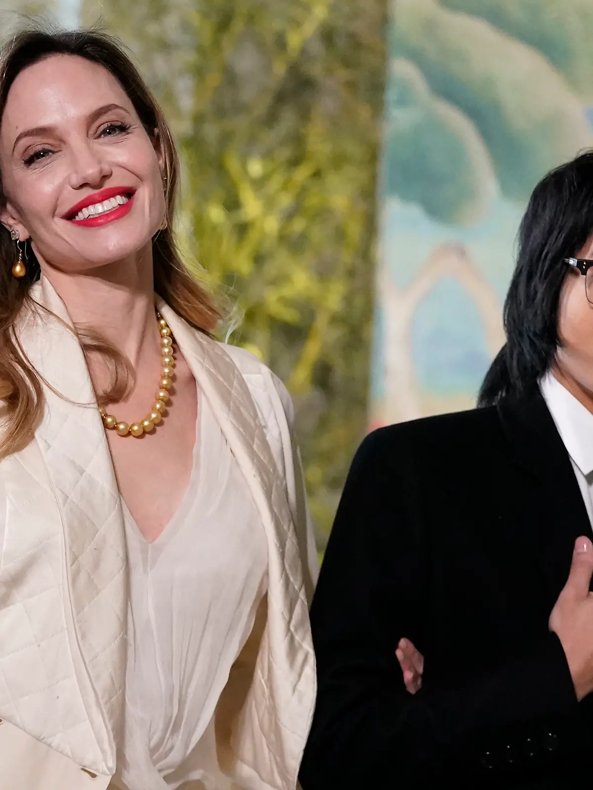 Angelina Jolie and Maddox Jolie-Pitt arrive for the State Dinner with President Joe Biden and the South Korea's President Yoon Suk Yeol at the White House, Wednesday, April 26, 2023, in Washington. (AP Photo/Alex Brandon)
