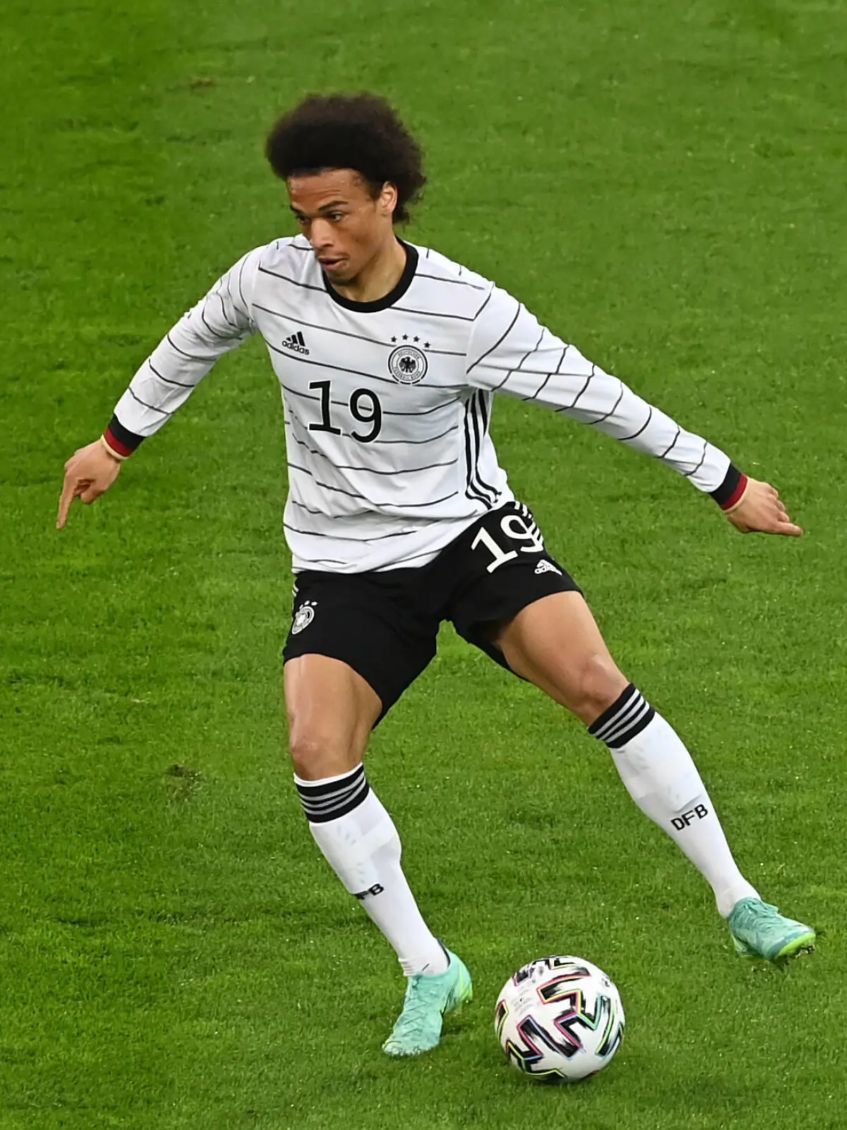 Fussball, Herren, Saison 2020/21,Test-Länderspiel in Düsseldorf, Deutschland - Lettland, v. l. Leroy Sane Deutschland, 07.06. 2021, *** Football, men, 2020 season 21,Test international in Düsseldorf, Germany Latvia, v l Leroy Sane Germany , 07 06 2021, Copyright: xMatthiasxKochx 