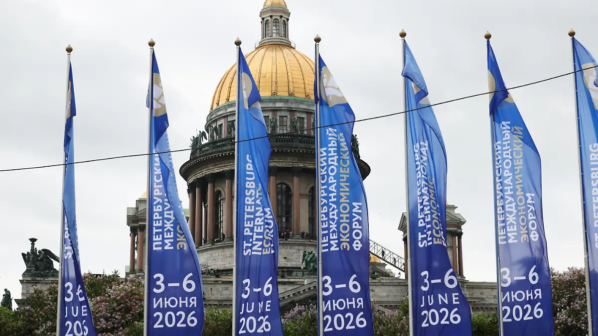 RUSSIA, ST PETERSBURG - MAY 31, 2026: Banners of the 29th St Petersburg International Economic Forum (SPIEF) are seen in front of St Isaac's Cathedral (Credit Image: © Alexander Demianchuk/TASS via ZUMA Press