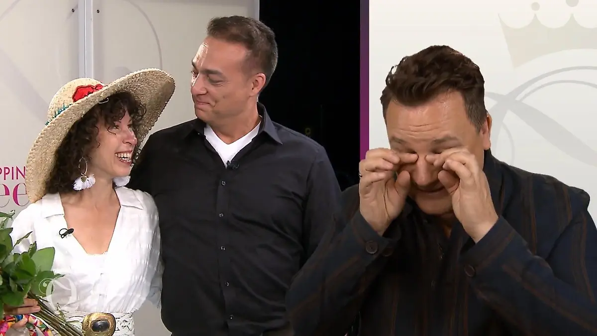 Guido Maria Kretschmer wischt sich im Kommentar die Augen trocken.