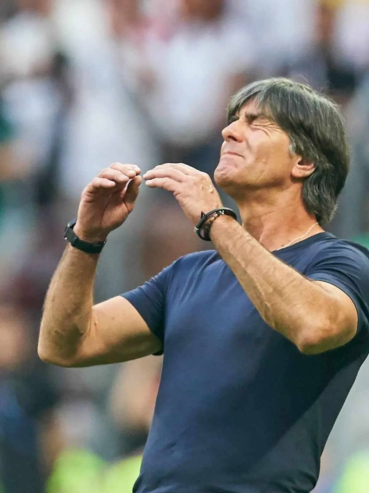  Germany - Mexico, Soccer, Moscow, June 17, 2018 DFB headcoach Joachim Jogi LOEW, LÖW,sad, disappointed, angry, Emotions, disappointment, frustration, frustrated, sadness, desperate, despair, GERMANY - MEXICO FIFA World Cup WM Weltmeisterschaft Fussball 2018 RUSSIA, Group F, Season 2018/2019, June 17, 2018 L u z h n i k i Stadium in Moscow, Russia. Photo: MAGICS / Peter Schatz