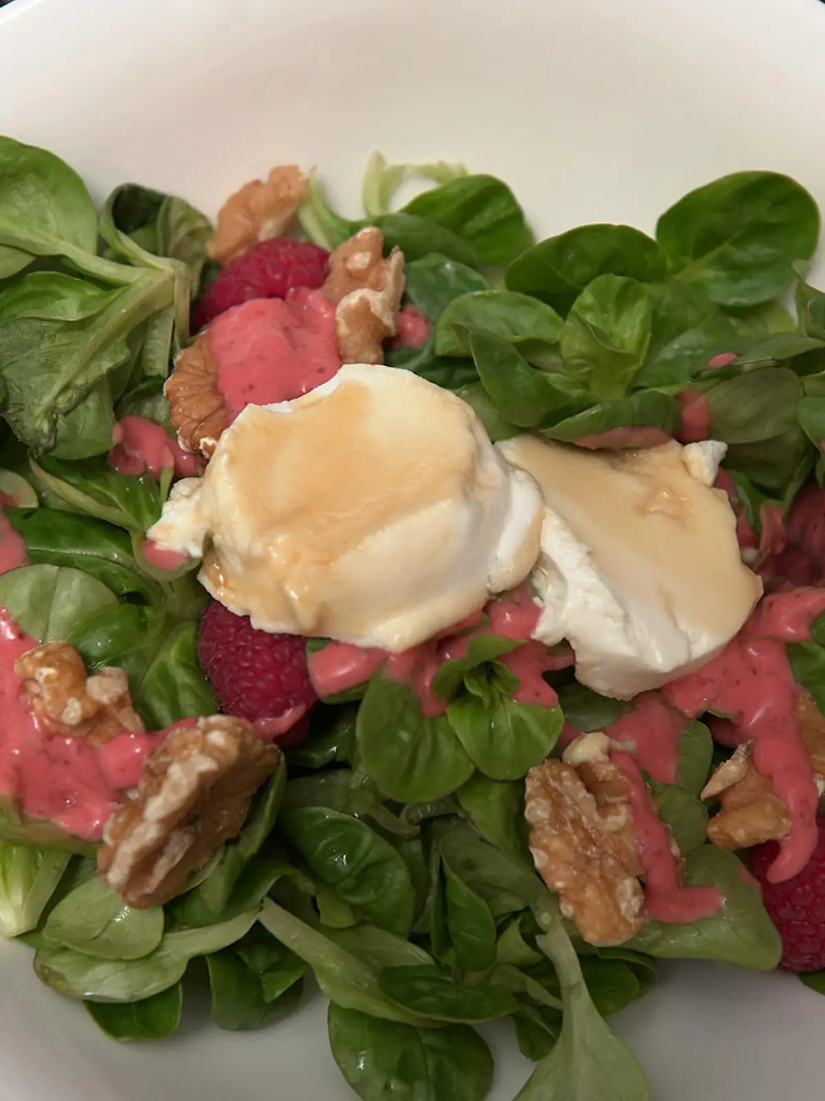 Gratinierter Honig-Ziegenkäse mit Feldsalat und Himbeervinaigrette