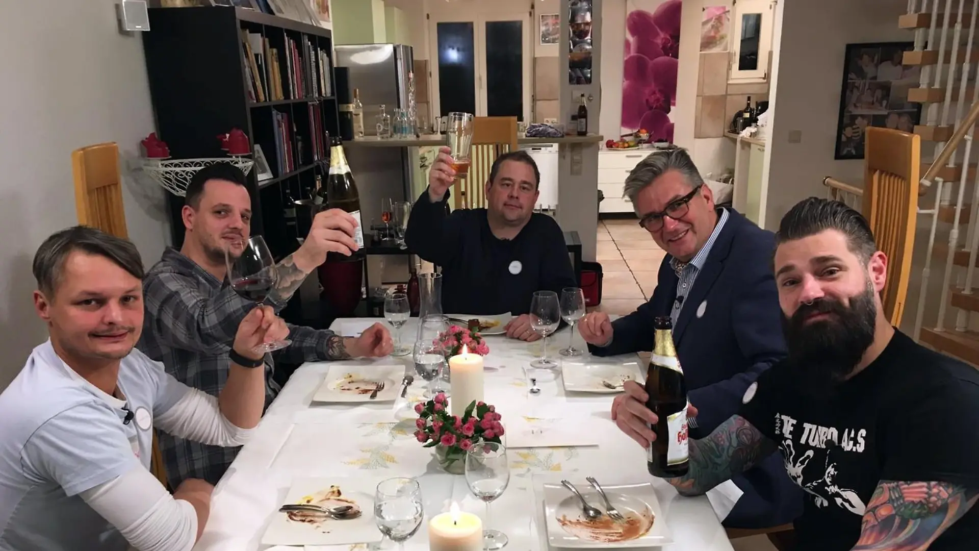 V.l.: Sascha, Mattes, Gastgeber Matthias, Stefan und Thomas