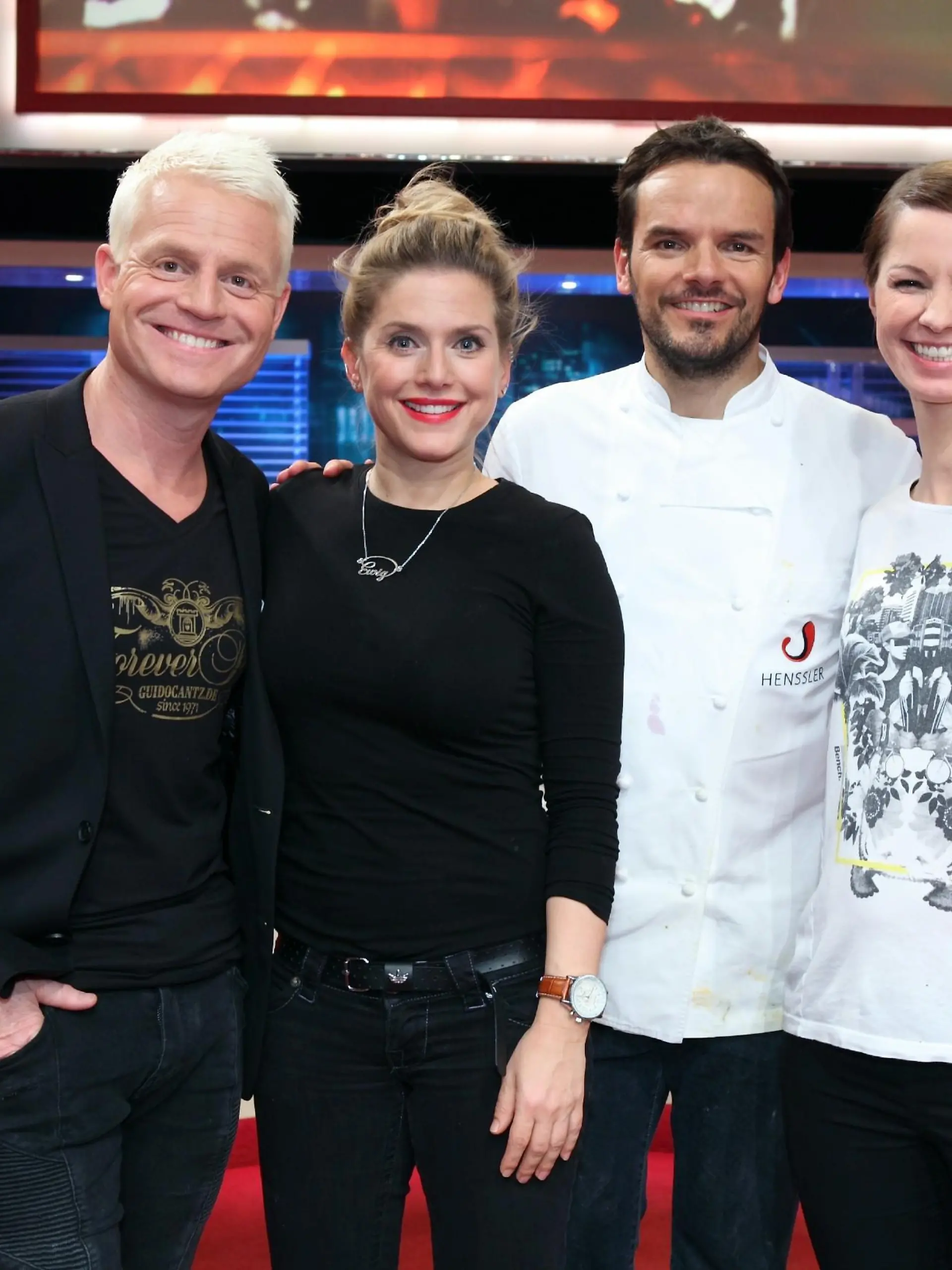 V.l.: Guido Cantz, Jeanette Biedermann, Steffen Henssler und Christina Stürmer.