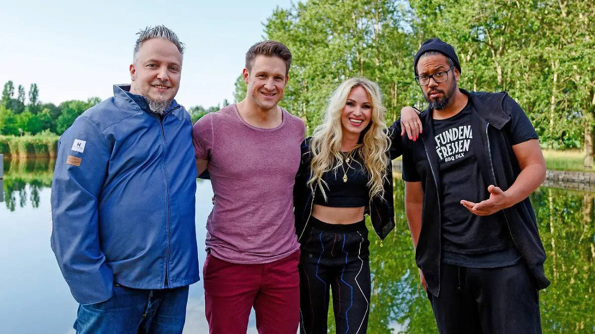 V.l.: Coach Christoph Brand, Matthias Steiner, Evelyn Weigert, Samy Deluxe