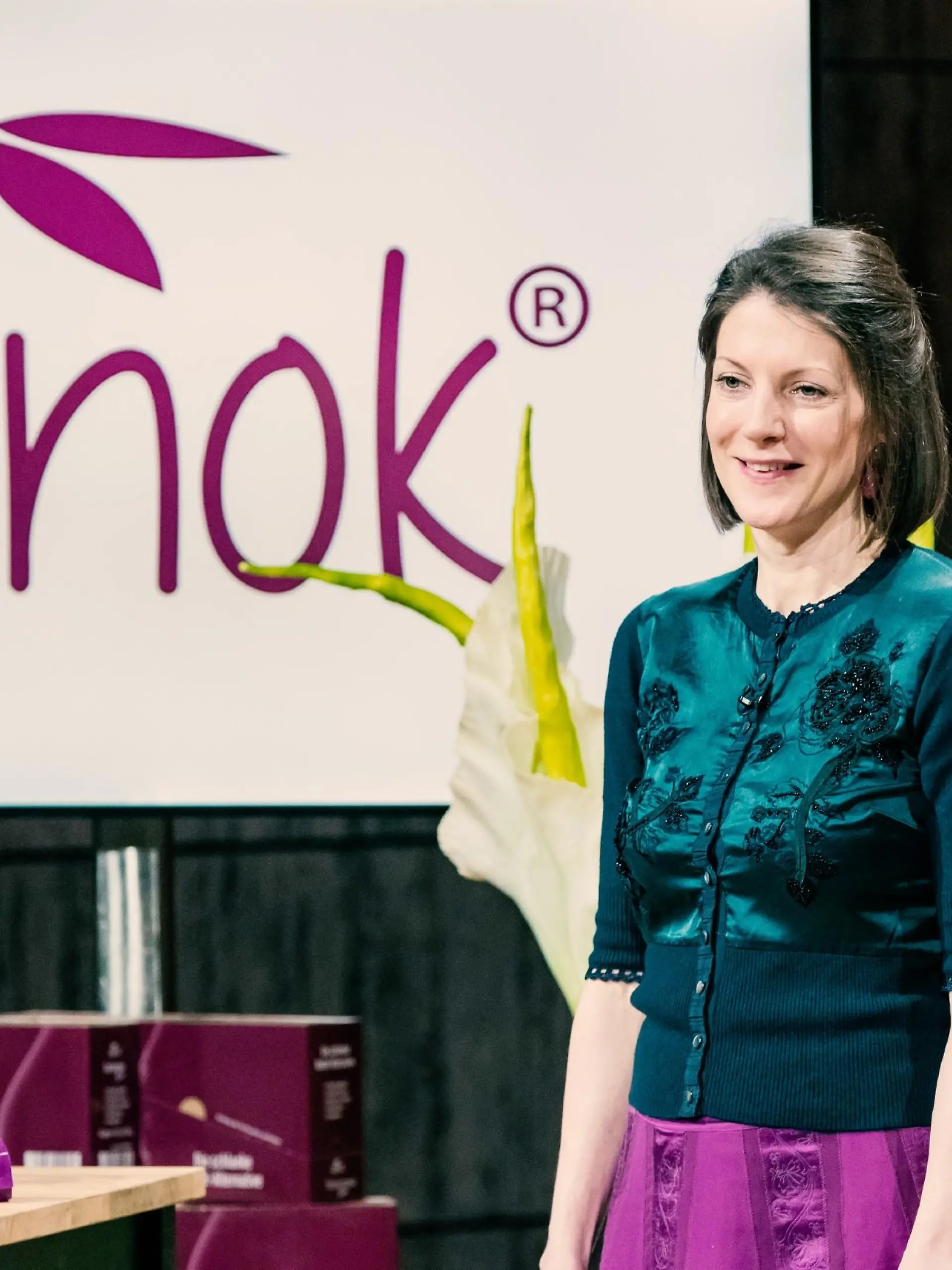 Sonja Zuber aus Hamburg präsentiert mit "Kajnok" Produkte aus Konjak-Nudeln. Sie erhofft sich ein Investment von 200.000 Euro für 10 Prozent des Unternehmens.