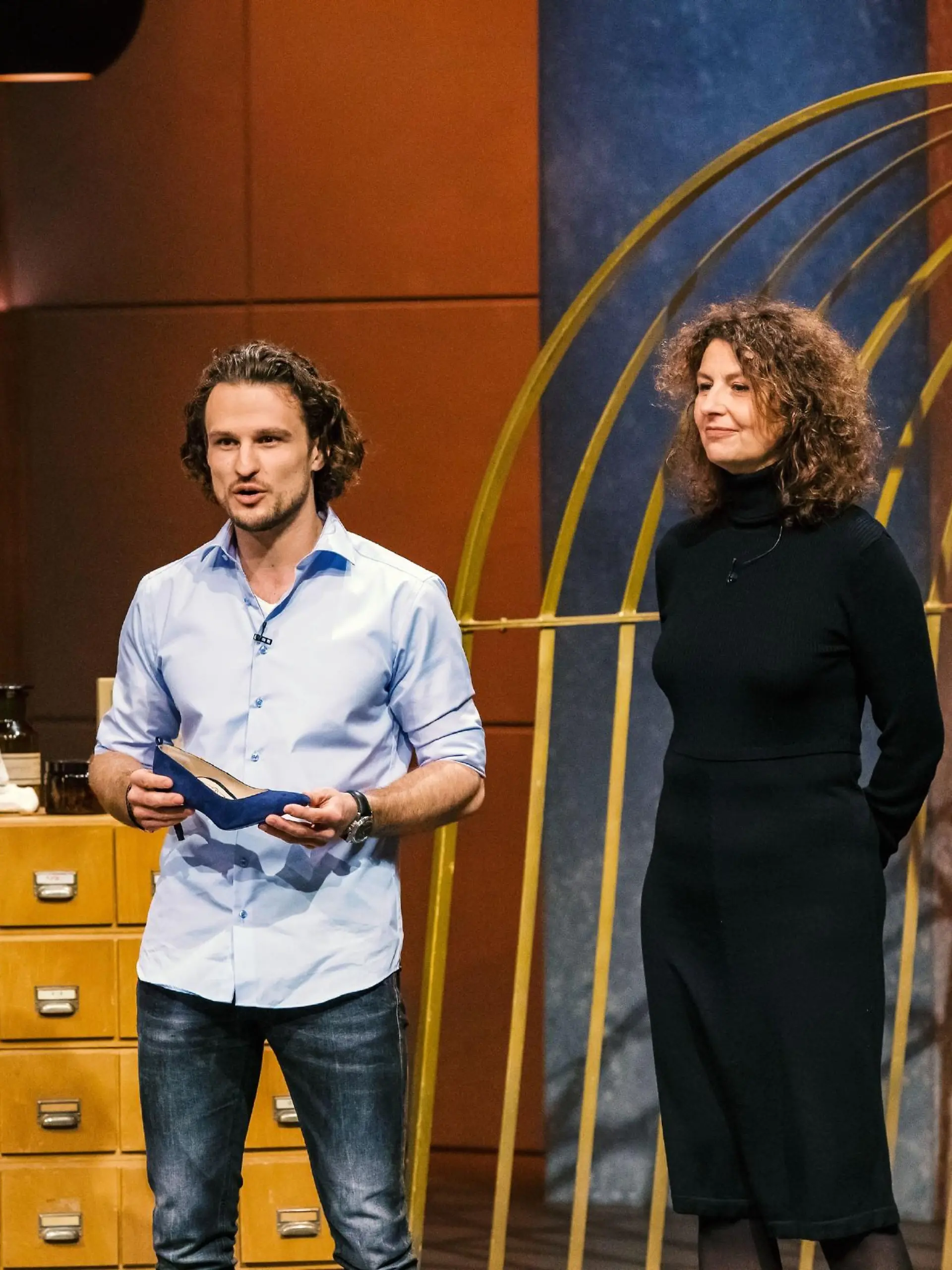 Sophie Tréhoret und Christof Baum präsentieren mit "Maison Baum" bequeme High Heels. Sie erhoffen sich ein Investment von 200.000 Euro für 15 Prozent der Anteile an ihrem Unternehmen.