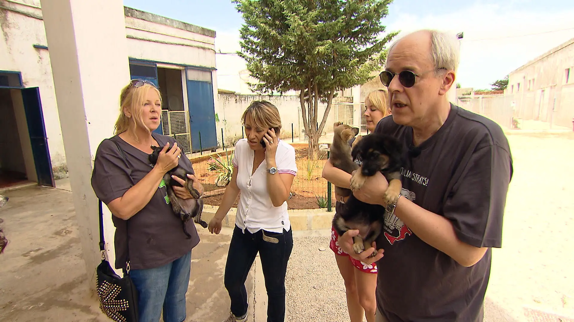 Miniserie Straenhunde Apulien - VOX DOCMA TV - Susanne Luigia Nina und Robert (v.l.) helfen italienischen Hunden in Not