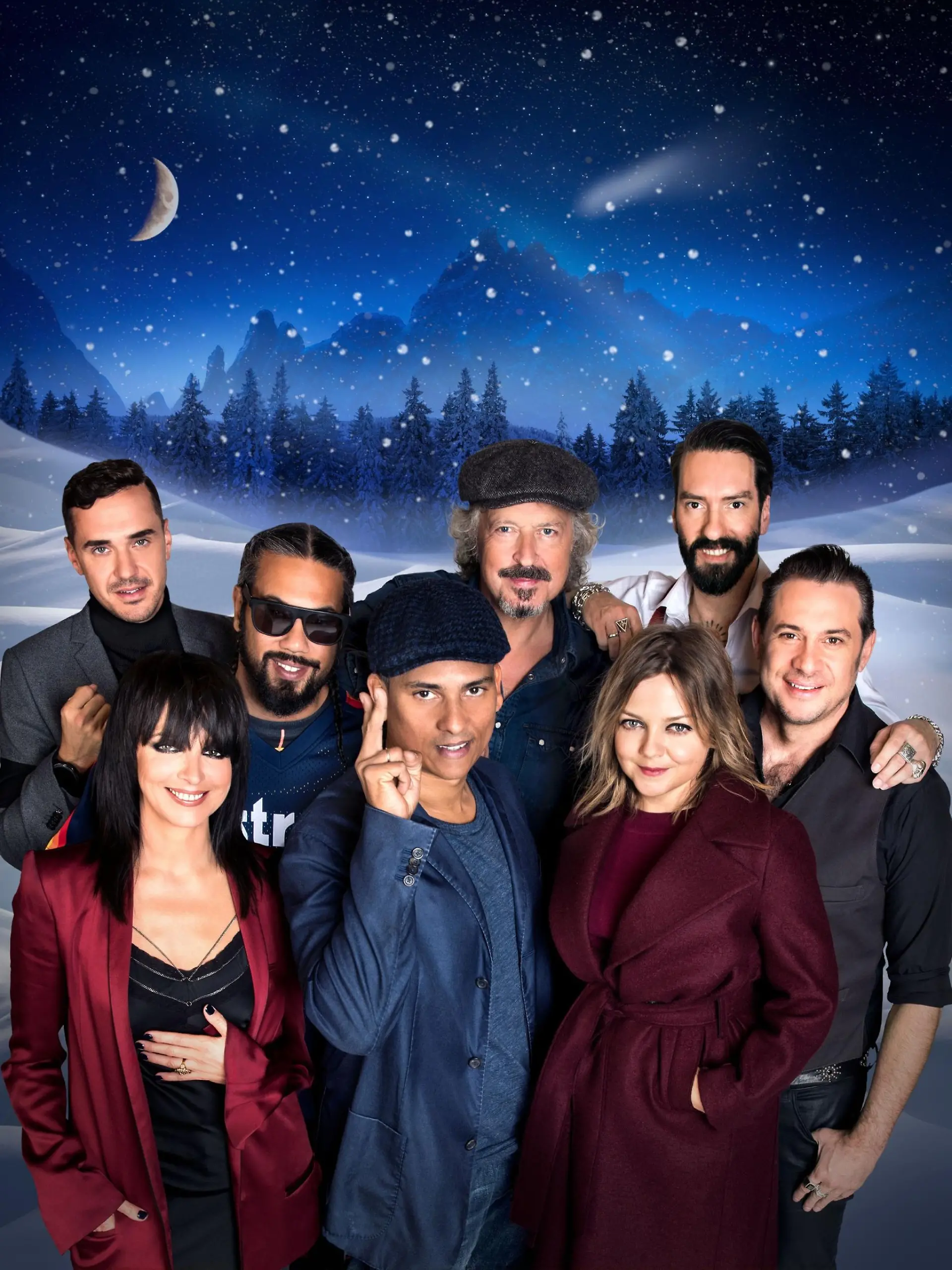 V.l.: NENA, Seven, Samy Deluxe, Xavier Naidoo, Wolfgang Niedecken, Annett Louisan, Alec Völkel und Sascha Vollmer von "The BossHoss".