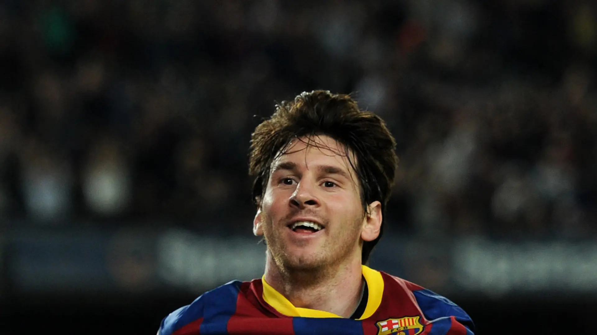BARCELONA, SPAIN - APRIL 09: Lionel Messi of Barcelona holds his shirt after scoring his second goal during the la Liga match between FC Barcelona and UD Almeria at the Camp Nou stadium on April 9, 2011 in Barcelona, Spain. (Photo by Jasper Juinen/Getty Images)