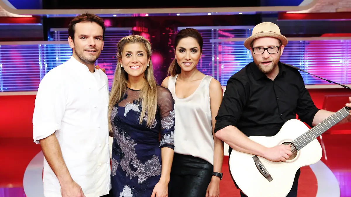 V.l.: Steffen Henssler, Panagiota Petridou, Sabrina Setlur, Gregor Meyle