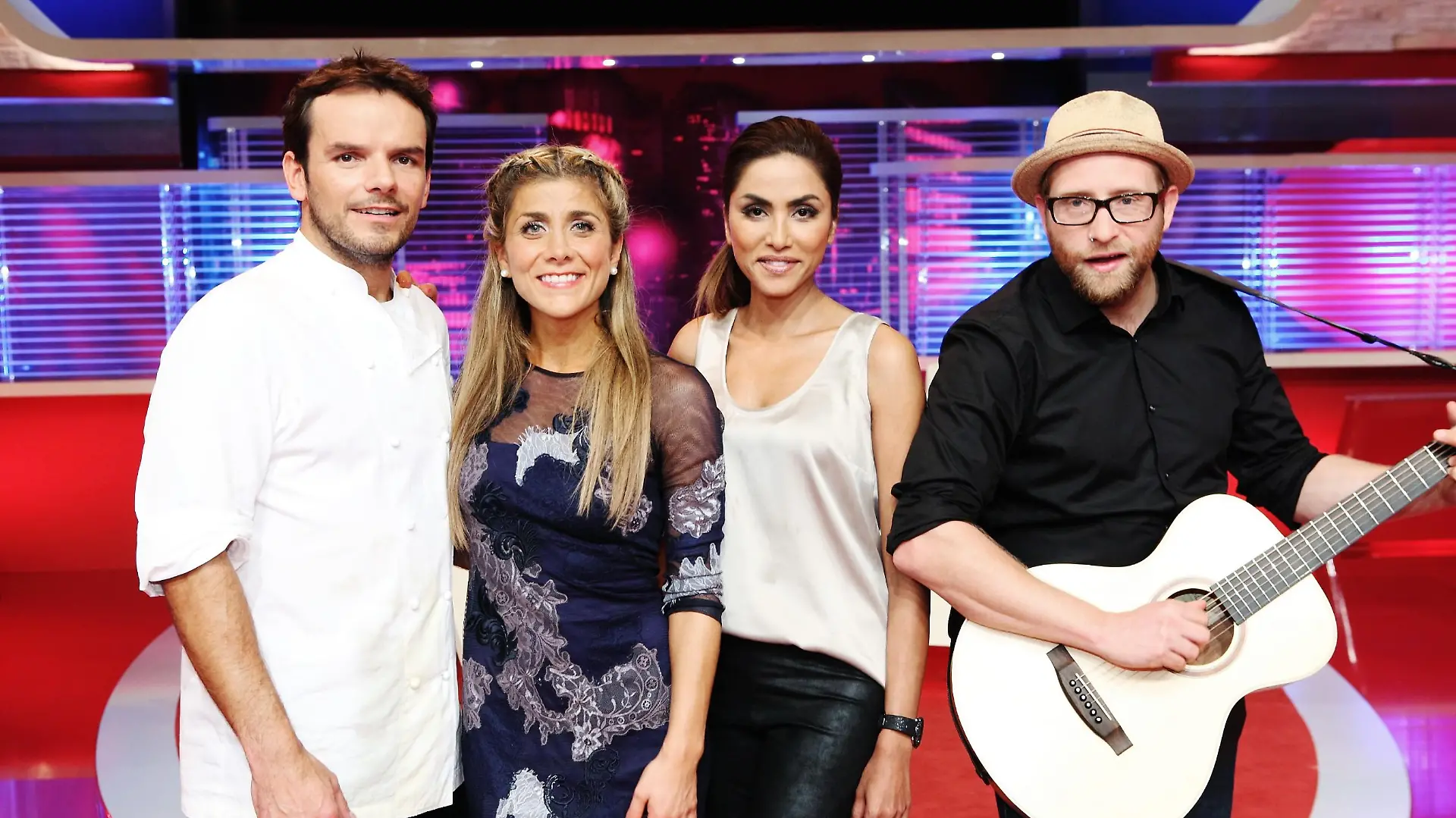 V.l.: Steffen Henssler, Panagiota Petridou, Sabrina Setlur, Gregor Meyle