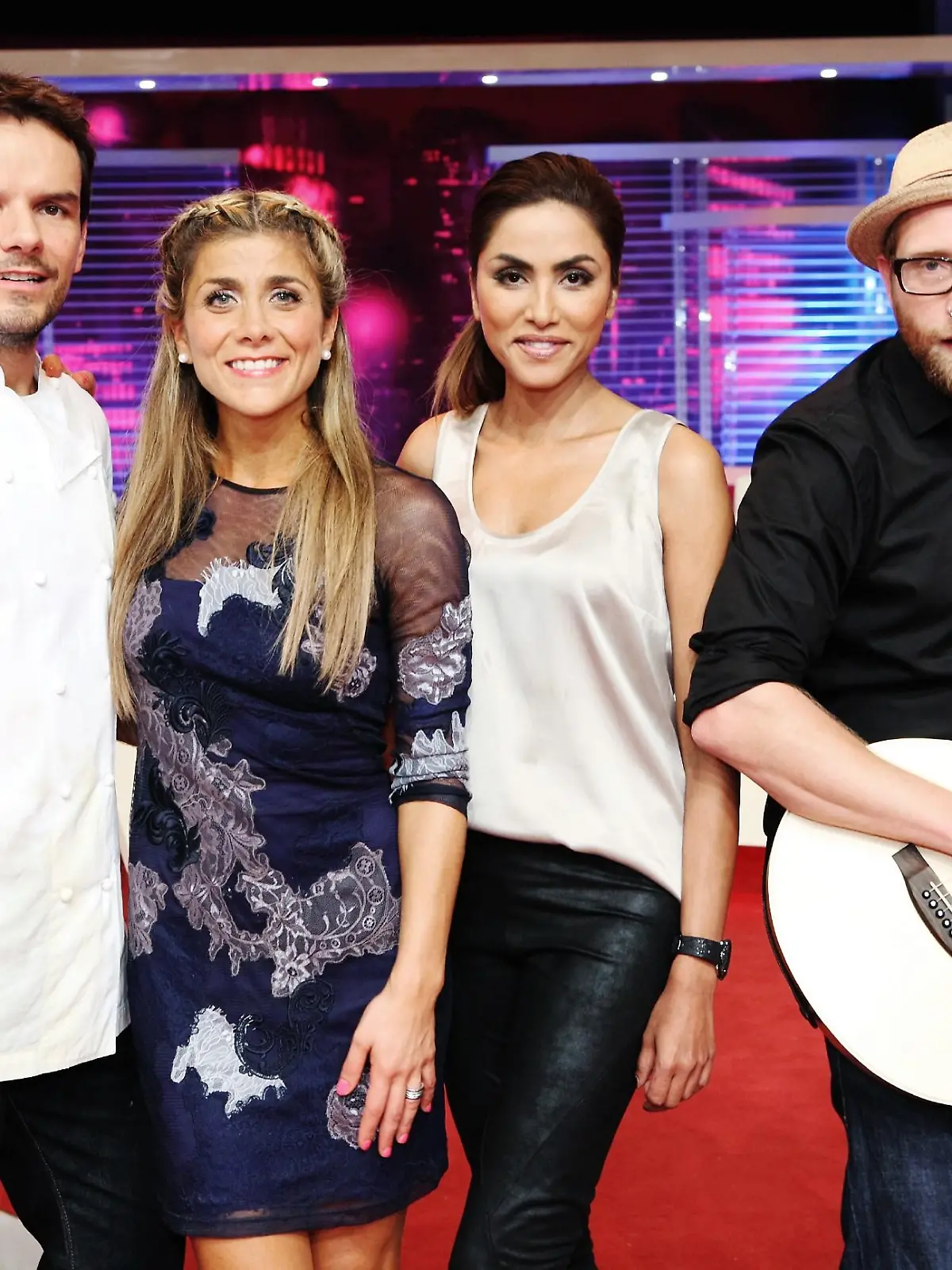 V.l.: Steffen Henssler, Panagiota Petridou, Sabrina Setlur, Gregor Meyle