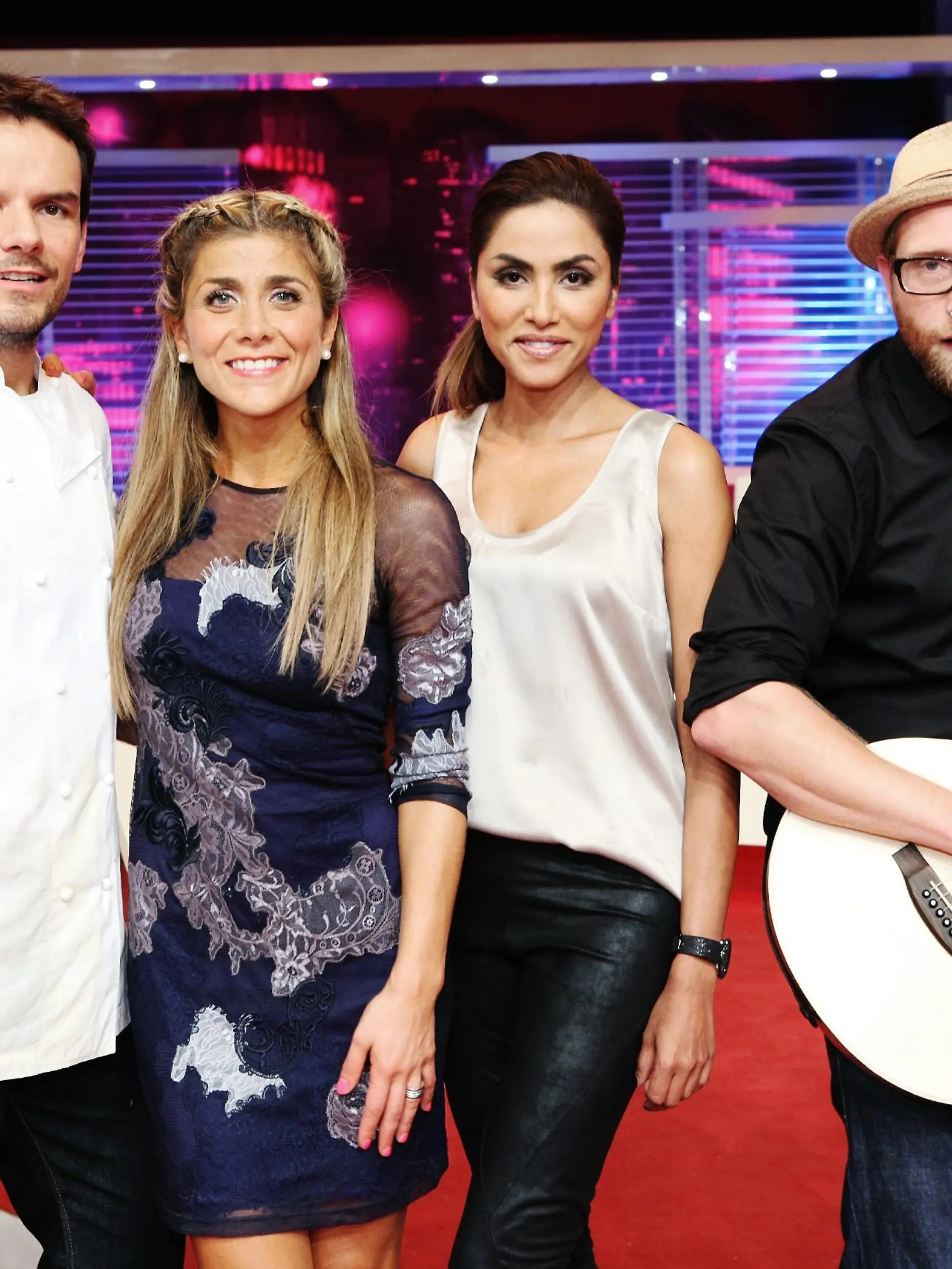 V.l.: Steffen Henssler, Panagiota Petridou, Sabrina Setlur, Gregor Meyle