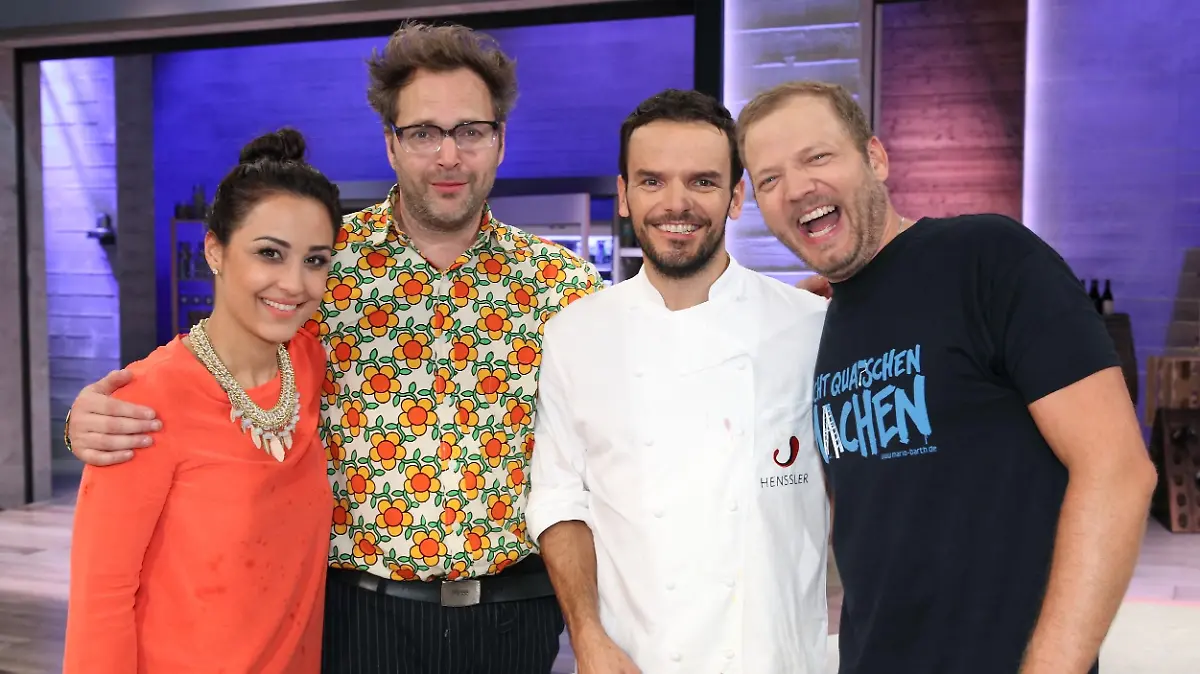V.l.: Nina Moghaddam, Paul Panzer, Steffen Henssler und Mario Barth