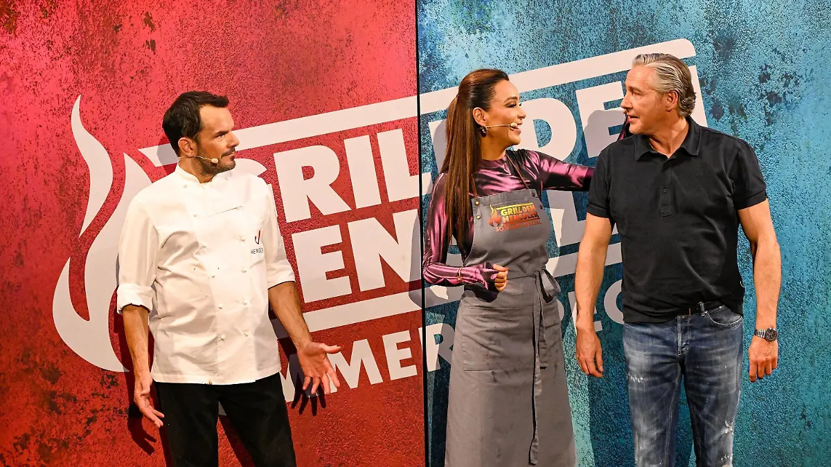 V.l.: Steffen Henssler, Verona Pooth, Franjo Pooth,
+++ Die Verwendung des sendungsbezogenen Materials ist nur mit dem Hinweis und Verlinkung auf RTL+ gestattet. +++