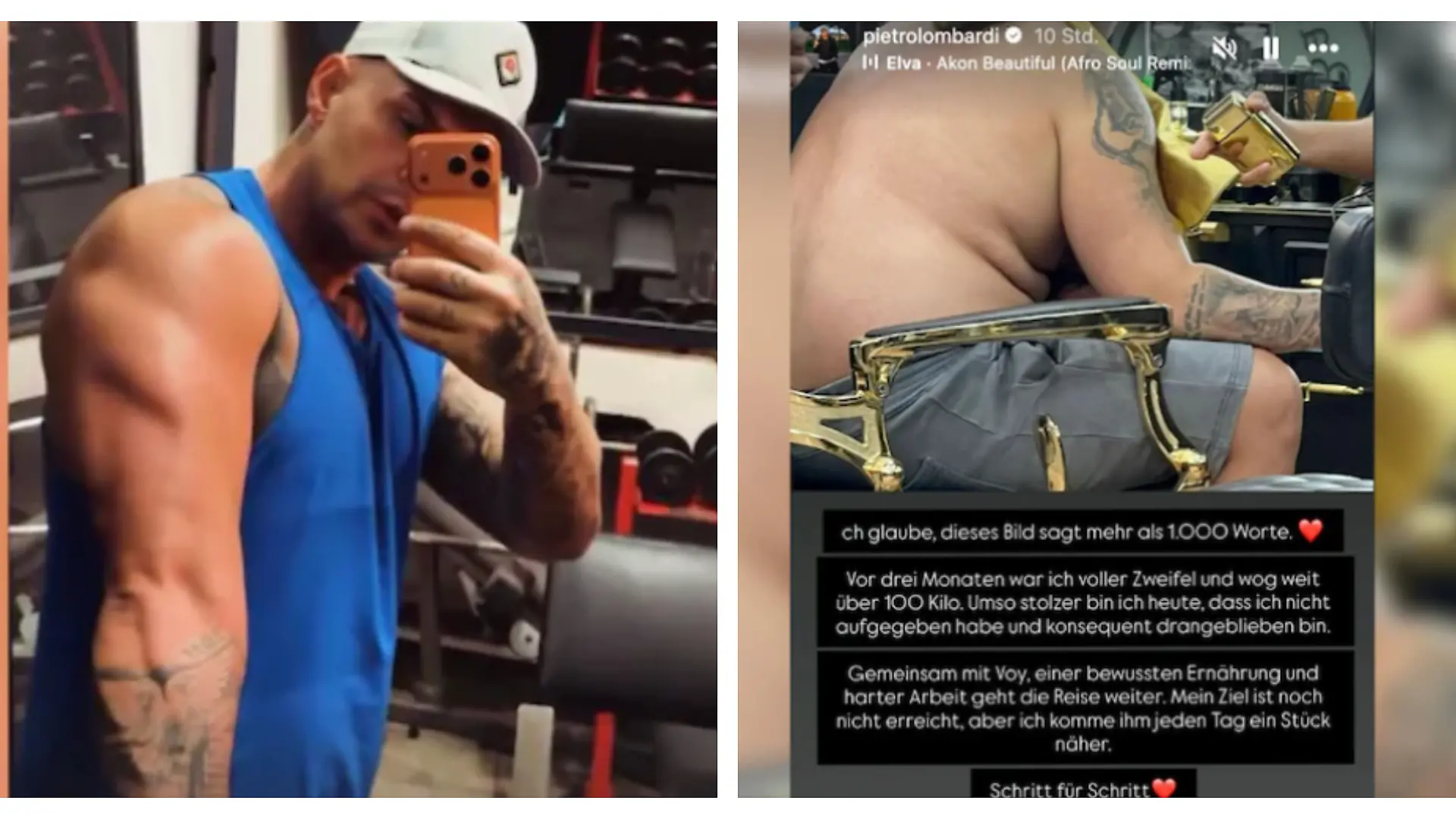Pietro Lombardi präsentiert stolz seine körperliche Transformation und äußert sich entsetzt über ein altes Foto von sich.