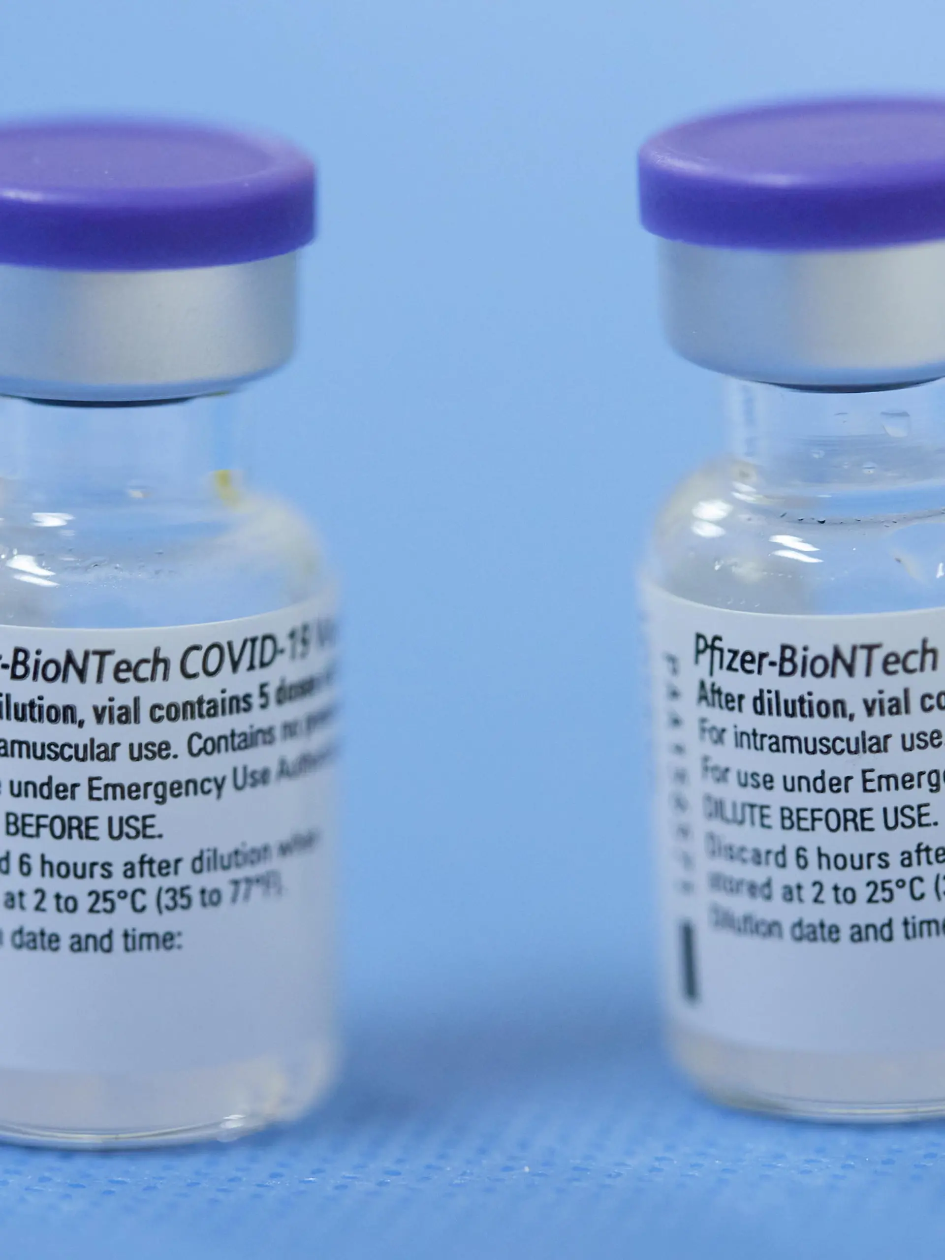 FILE PHOTO: Vials of the Pfizer-BioNTech vaccine are pictured in a vaccination centre in Geneva, Switzerland, February 3, 2021.      REUTERS/Denis Balibouse//File Photo