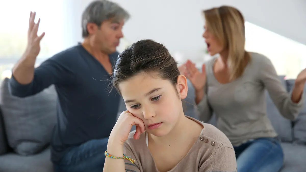 Parents fighting and daughter being upset