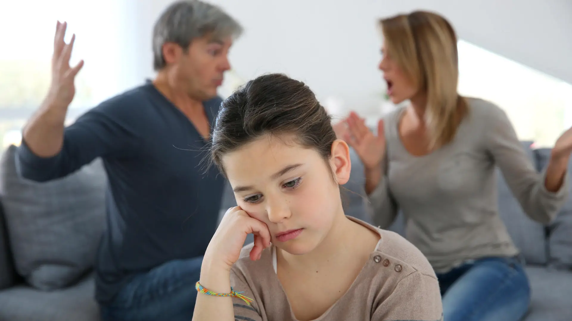 Parents fighting and daughter being upset