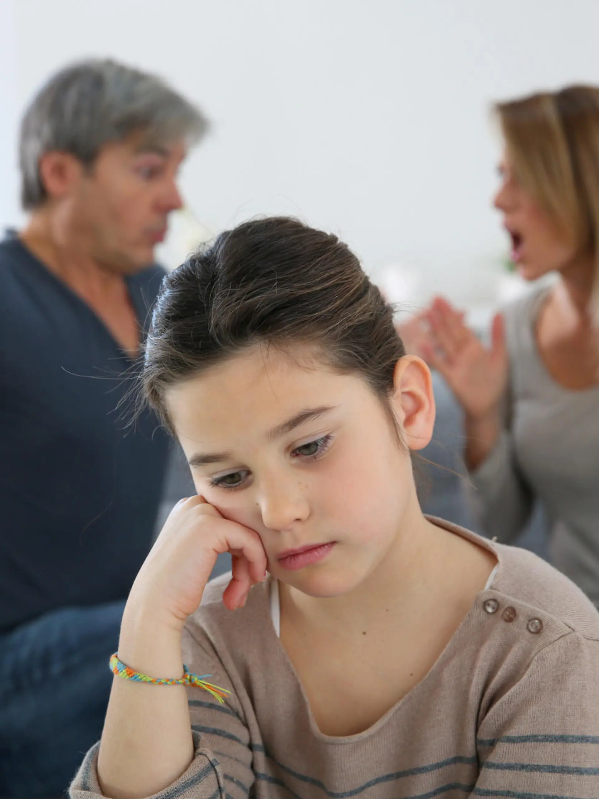 Parents fighting and daughter being upset