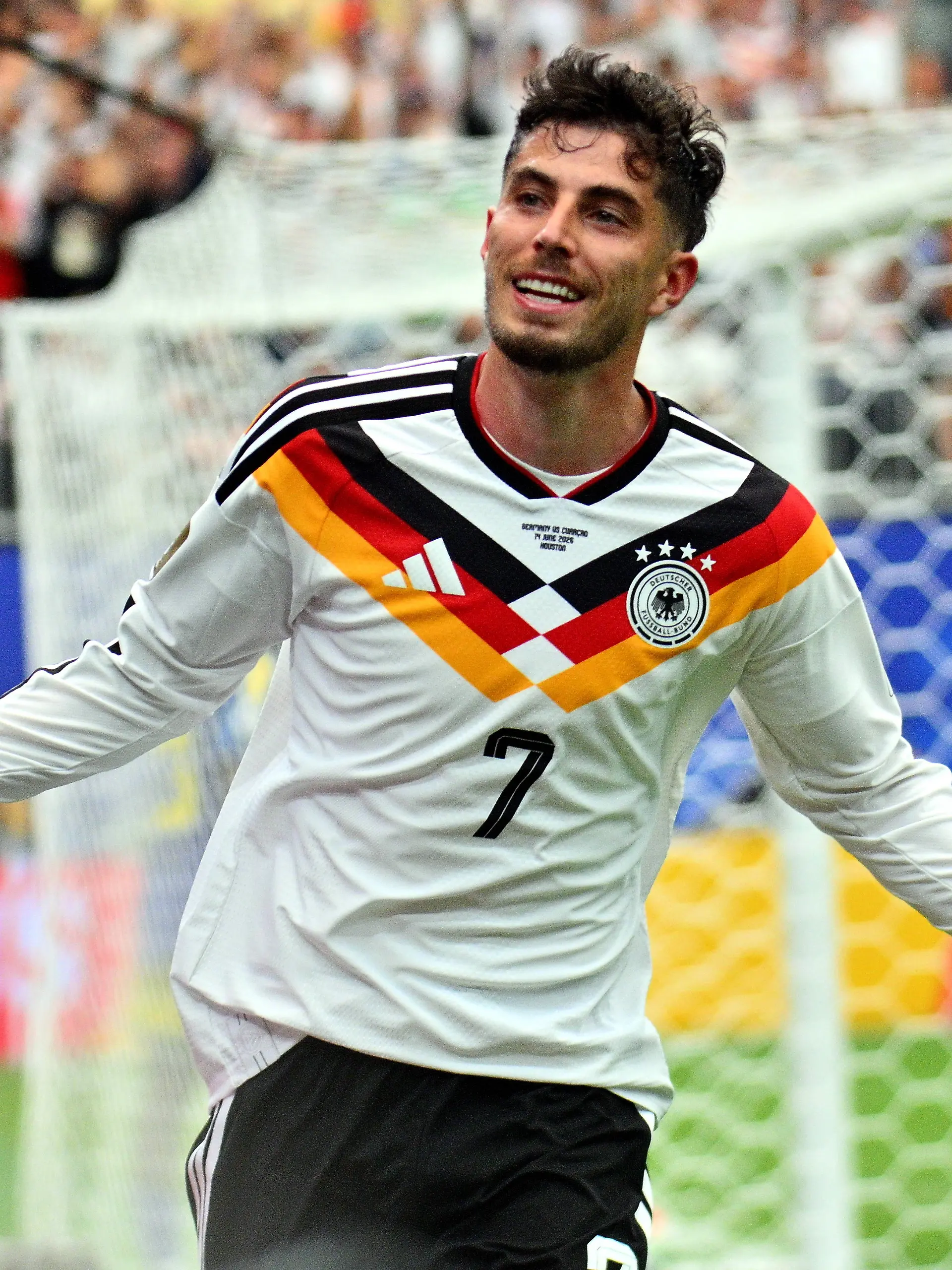 FIFA World Cup, WM, Weltmeisterschaft, Fussball 2026 - Group E - Germany vs Curacao Kai Havertz of Germany celebrates scoring the 7-1 during the FIFA World Cup 2026 group stage match Germany against Curacao, in Houston, USA, 14 June 2026. HOUSTON United States PUBLICATIONxINxGERxAUTxINDxONLY Copyright: xSAMxWASSONx