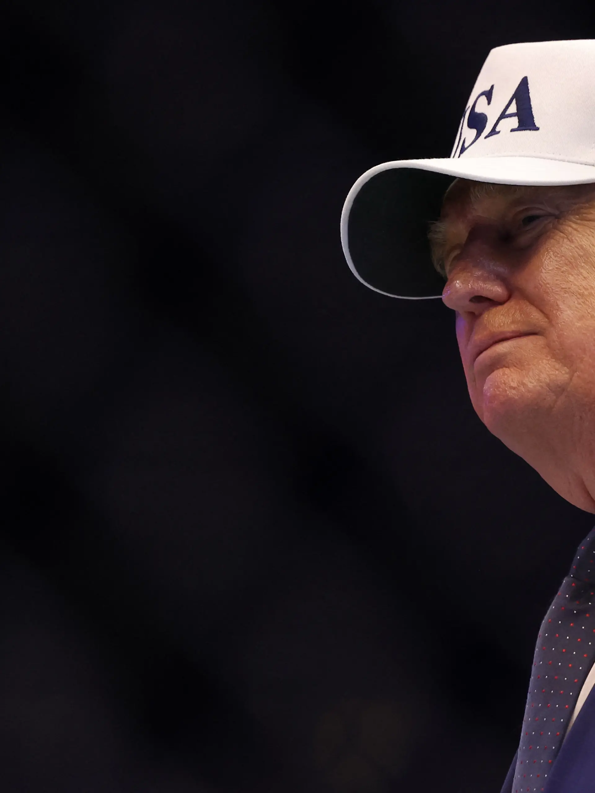 Jun 14, 2026; Washington, D.C., UNITED STATES; President Donald Trump stands in the octagon during UFC Freedom 250 at White House South Lawn. Mandatory Credit: Amber Searls-Imagn Images