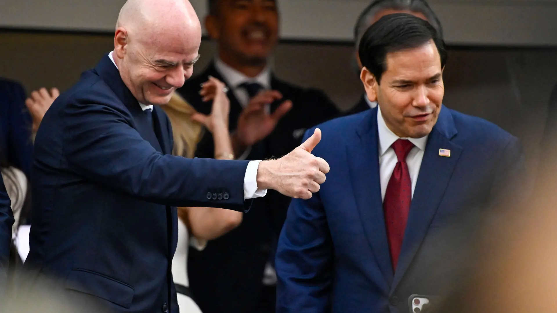 June 12, 2026 FIFA President Gianni Infantino and Secretary of State Marco Rubio at the Opening Ceremony during the FIFA World Cup, WM, Weltmeisterschaft, Fussball 2026 Group D match between USA and Paraguay in Inglewood, California. Mandatory Photo Credit : /CSM Inglewood United States of America - ZUMAc04_ 20260612_zma_c04_356 Copyright: xCharlesxBausx
