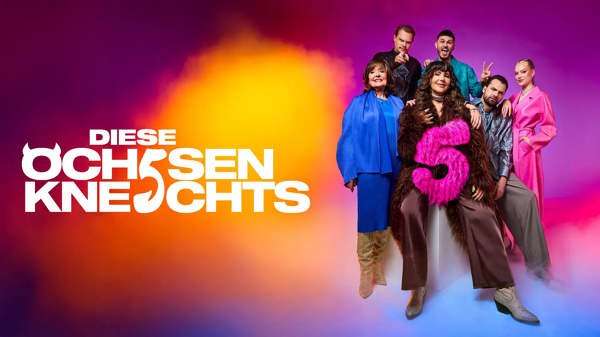 Diese Ochsenknechts: Bärbel, Wilson Gonzalez, Natascha, Nino, Jimi Blue, Cheyenne Savannah (v.l.)