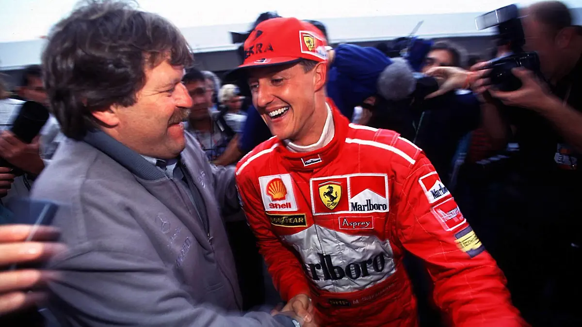 Norbert Haug und Michael Schumacher im Jahr 1998.