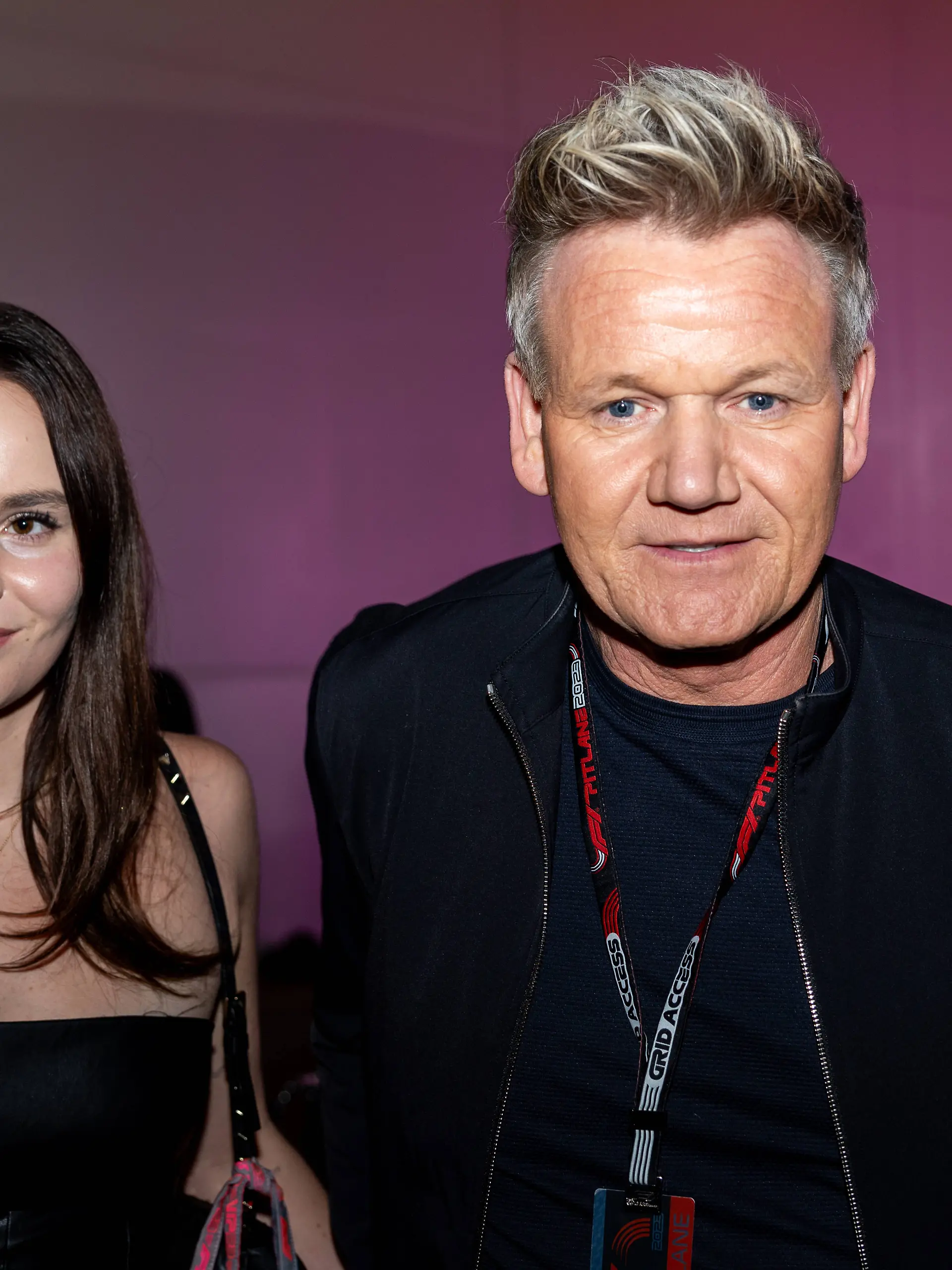 LAS VEGAS, NV - NOVEMBER 18: Gordon Ramsey and his daughter Holly walk the paddock before the F1 Las Vegas Grand Prix on Saturday, November 18, 2023 on the Las Vegas Street Circuit in Las Vegas, NV. Photo by Bob Kupbens/Icon Sportswire AUTO: NOV 18 F1 Las Vegas Grand Prix EDITORIAL USE ONLY Icon231118021