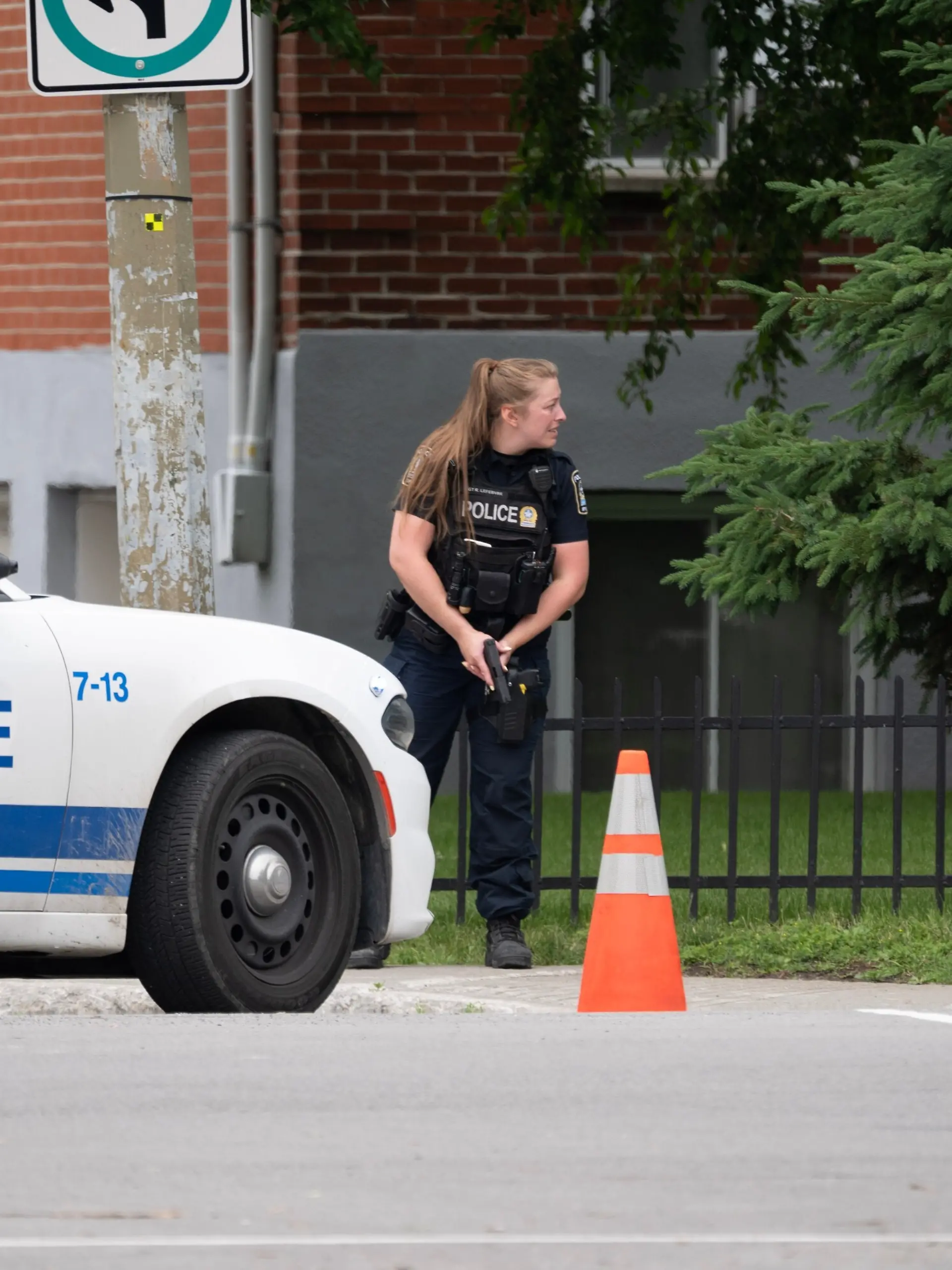Police respond to a shooting in the Côte-des-Neiges district of Montreal on Monday, June 22, 2026. (Christopher Katsarov/The Canadian Press via AP)