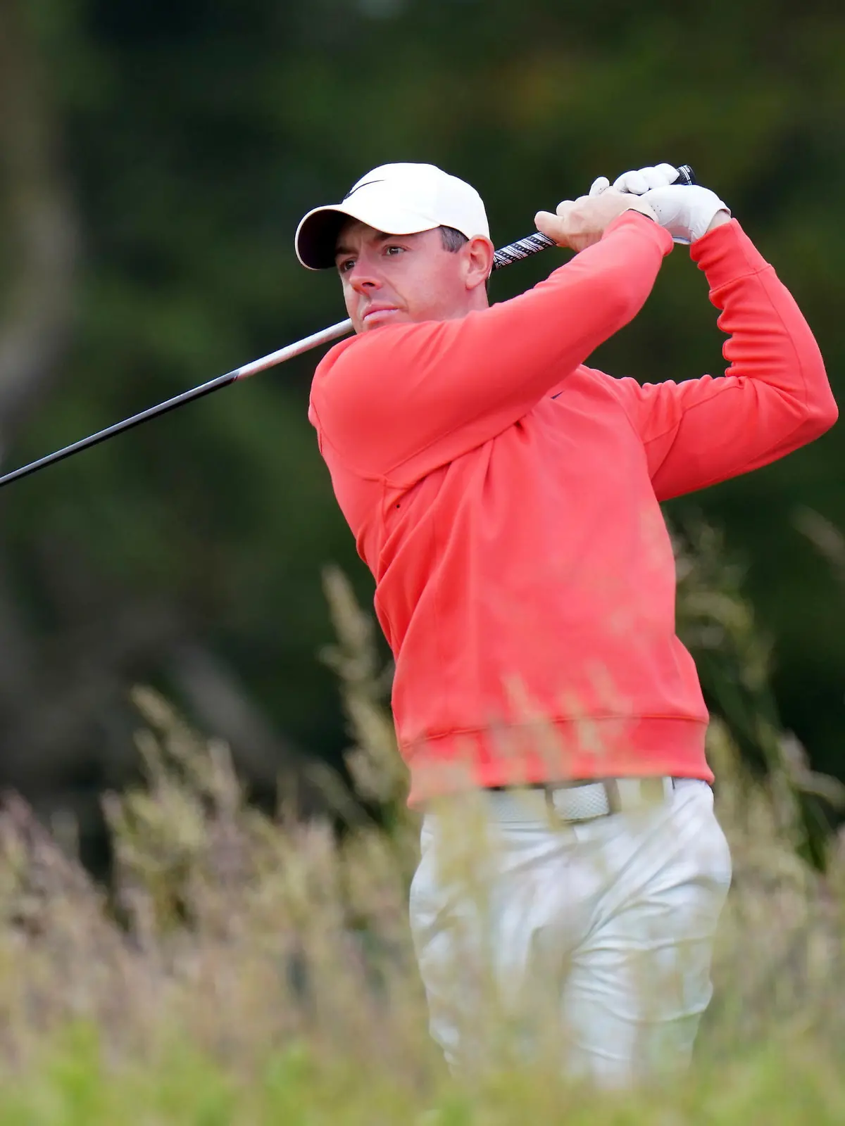 Rory McIlroy in action on the 10th tee during day two of the Aberdeen Standard Investments Scottish Open at The Renaissance Club, North Berwick, Scotland. (Jane Barlow/PA via AP)