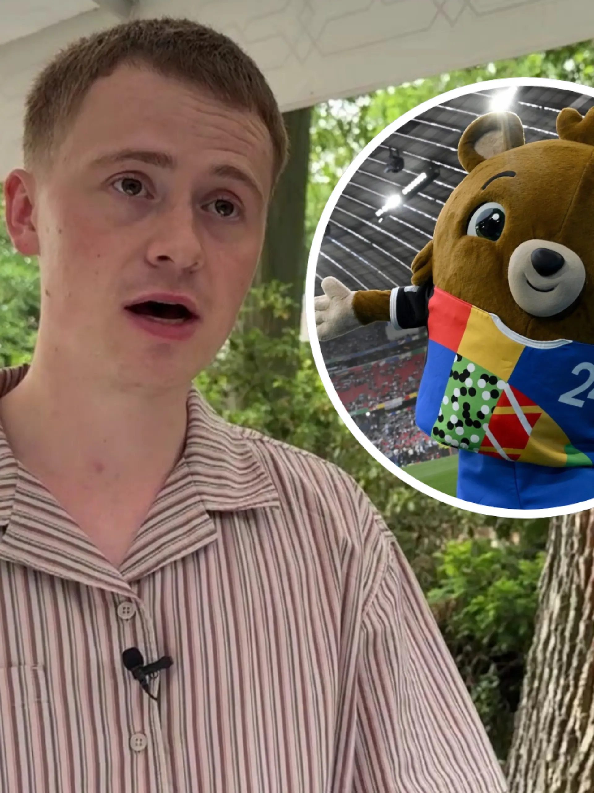 Als falsches Maskottchen verkleidet konnte Wildhage sich bei der Heim-EM 2014 bis auf das Spielfeld schleichen.
