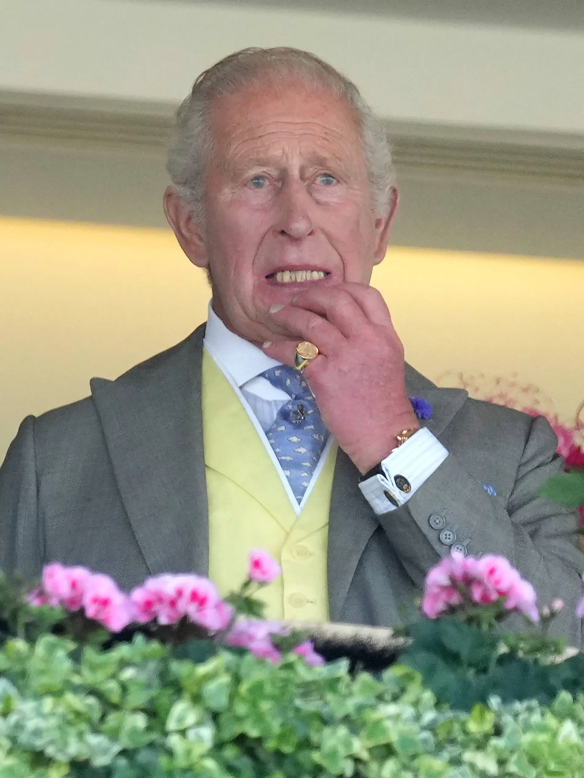 Royal Ascot Day Four King Charles and Queen Camilla cheer on their horse, Warrant Holder on day four of Royal Ascot, at Ascot Racecourse, Ascot, Berkshire, UK, on the 19th June 2026. Picture by James Whatling Ascot Ascot Racecourse Berkshire United Kingdom PUBLICATIONxNOTxINxUK WHA-0830
